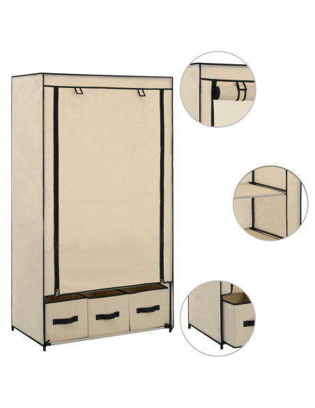 282459  Wardrobe Cream 87x49x159 cm Fabric
