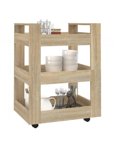 Carrello da Cucina rovere sonoma 60x45x80 cm Legno Multistrato