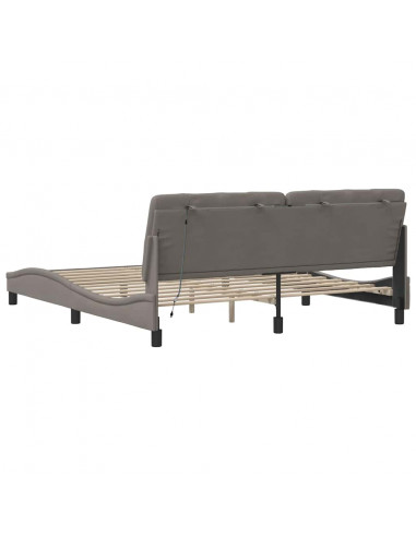 Giroletto con LED senza Materasso Tortora 180x200 cm in Tessuto