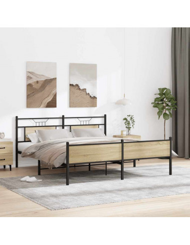 Giroletto senza Materaso in Metallo Rovere Sonoma 160x200 cm