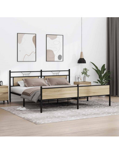 Giroletto senza Materaso in Metallo Rovere Sonoma 193x203 cm