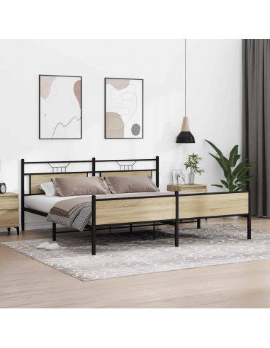 Giroletto senza Materaso in Metallo Rovere Sonoma 200x200 cm