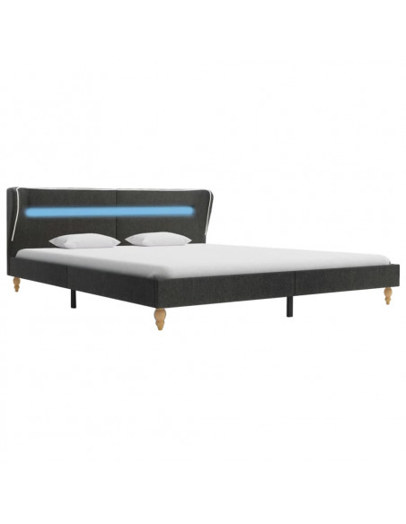 Struttura Letto con LED Tela Grigio Scuro 180x200 cm