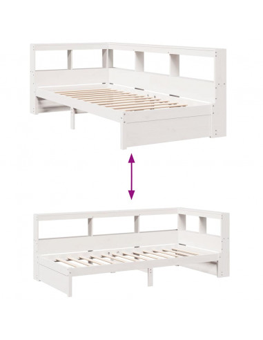 Letto con Libreria senza Materasso 75x190 cm in Legno Pino