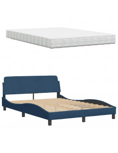 Letto con Materasso Blu 120x200 cm in Tessuto 2