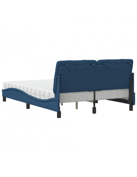 Letto con Materasso Blu 140x200 cm in Tessuto