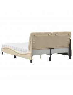 Letto con Materasso Crema 120x200 cm in Tessuto