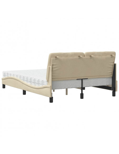 Letto con Materasso Crema 120x200 cm in Tessuto