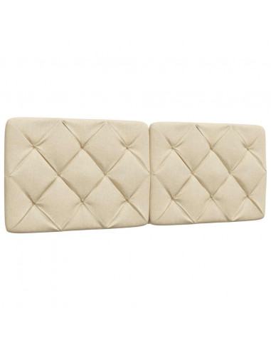 Letto con Materasso Crema 140x200 cm in Tessuto