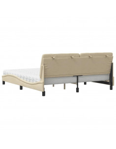 Letto con Materasso Crema 180x200 cm in Tessuto