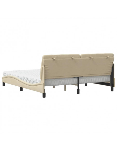 Letto con Materasso Crema 180x200 cm in Tessuto