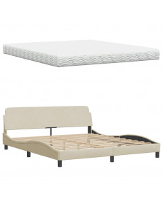 Letto con Materasso Crema 180x200 cm in Tessuto 2