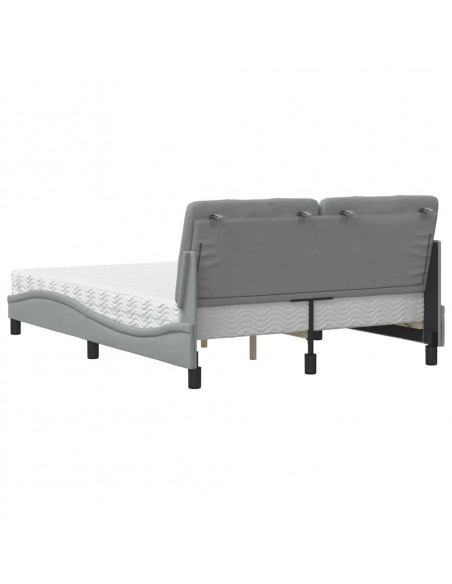Letto con Materasso Grigio Chiaro 120x200cm Tessuto