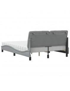 Letto con Materasso Grigio Chiaro 140x200cm Tessuto