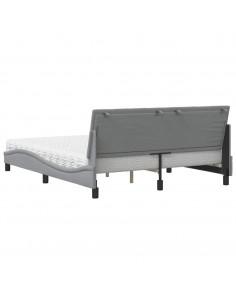 Letto con Materasso Grigio Chiaro160x200 cm Tessuto
