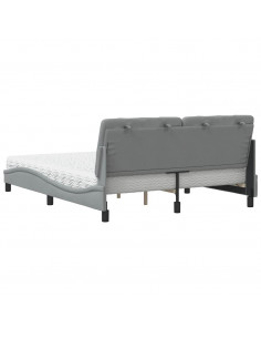 Letto con Materasso Grigio Chiaro160x200 cm Tessuto
