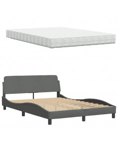 Letto con Materasso Grigio Scuro 120x200 cm Tessuto 2