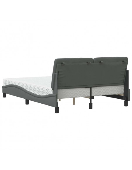 Letto con Materasso Grigio Scuro 140x200cm Tessuto