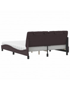 Letto con Materasso Marrone Scuro 160x200cm Tessuto
