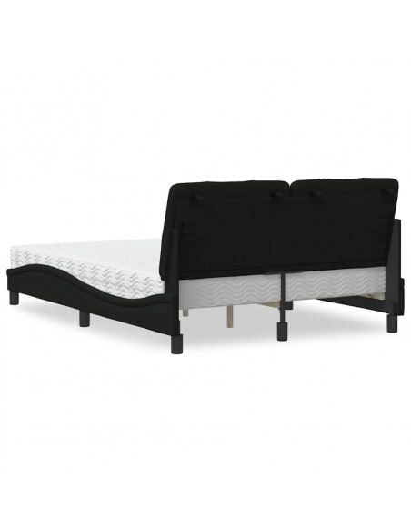 Letto con Materasso Nero 120x200 cm in Tessuto
