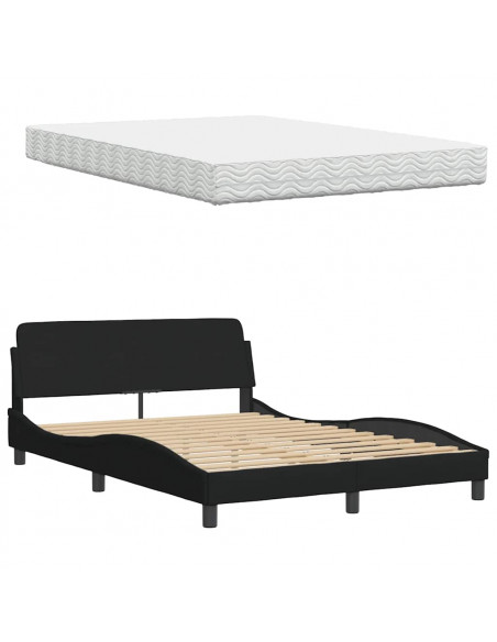 Letto con Materasso Nero 120x200 cm in Tessuto