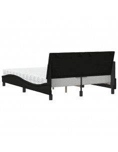 Letto con Materasso Nero 140x200 cm in Tessuto
