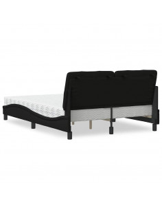 Letto con Materasso Nero 140x200 cm in Tessuto