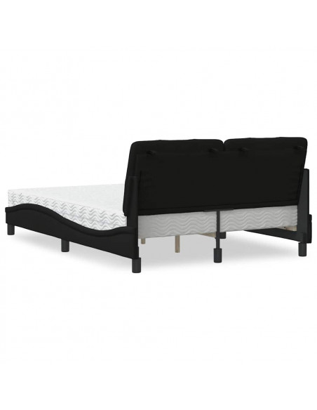 Letto con Materasso Nero 140x200 cm in Tessuto