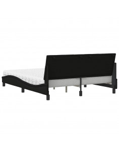 Letto con Materasso Nero 160x200 cm in Tessuto