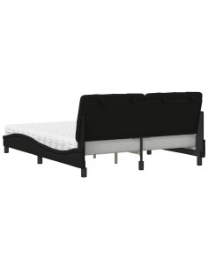 Letto con Materasso Nero 160x200 cm in Tessuto