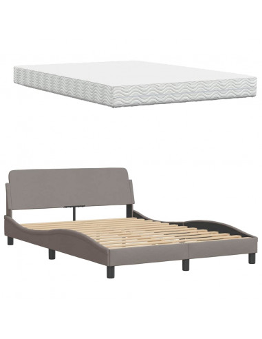 Letto con Materasso Tortora 120x200 cm in Tessuto