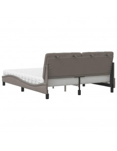 Letto con Materasso Tortora 160x200 cm in Tessuto