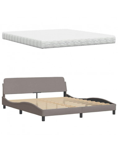 Letto con Materasso Tortora 180x200 cm in Tessuto