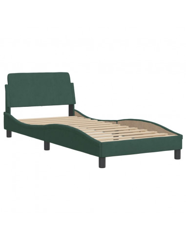 Letto con Materasso Verde Scuro 90x200 cm in Velluto