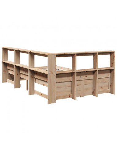 Letto Libreria senza Materasso 120x200cm Legno Massello di Pino