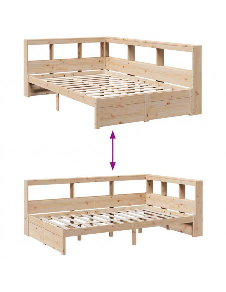 Letto Libreria senza Materasso 120x200cm Legno Massello di Pino