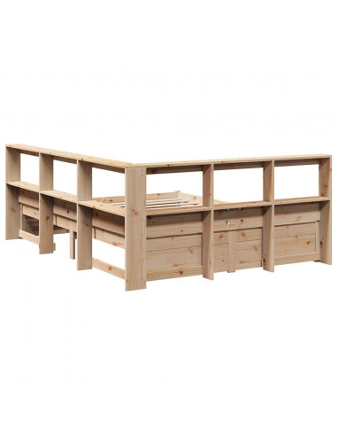 Letto Libreria senza Materasso 140x190 cm in Legno di Pino