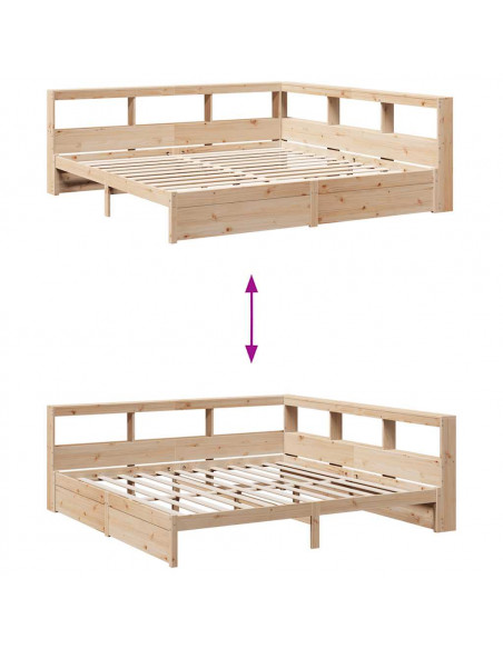 Letto Libreria senza Materasso 180x200 cm in Legno di Pino