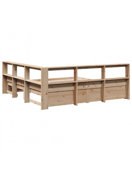 Letto Libreria senza Materasso 200x200 cm in Legno di Pino