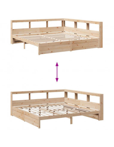 Letto Libreria senza Materasso 200x200 cm in Legno di Pino