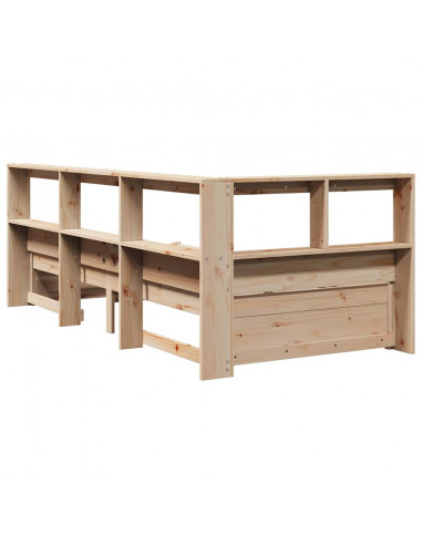 Letto Libreria senza Materasso 90x190 cm Legno Massello Pino