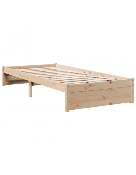 Letto Libreria senza Materasso 90x200 cm Legno Massello Pino