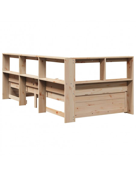 Letto Libreria senza Materasso 90x200 cm Legno Massello Pino
