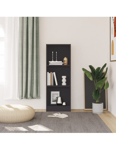 Libreria a 3 Ripiani Grigia 40x24x109 cm in Legno Multistrato