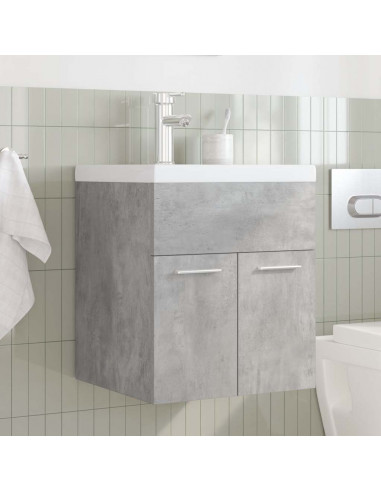 Mobile da Bagno con Lavabo Integrato e Rubinetto Grigio Cemento