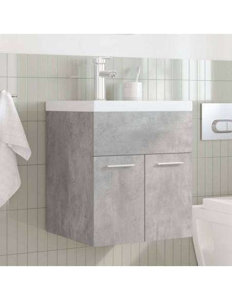 Mobile da Bagno con Lavabo Integrato e Rubinetto Grigio Cemento