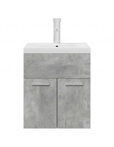 Mobile da Bagno con Lavabo Integrato e Rubinetto Grigio Cemento