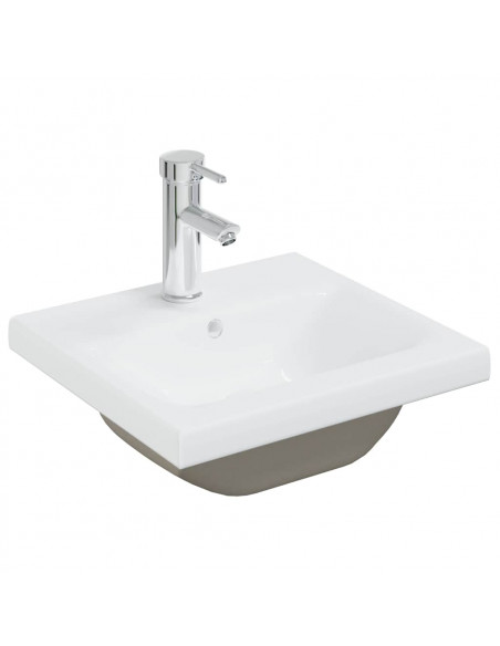 Mobile da Bagno con Lavabo Integrato e Rubinetto Grigio Cemento