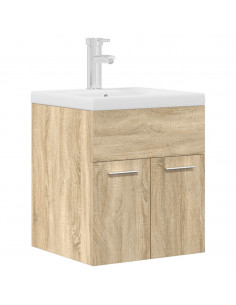 Mobile da Bagno con Lavabo Integrato e Rubinetto Rovere Sonoma