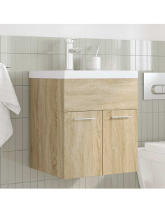 Mobile da Bagno con Lavabo Integrato e Rubinetto Rovere Sonoma 2